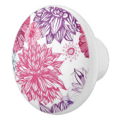 ピンクの星状体およびダリアが付いているパターン セラミックノブ (右)