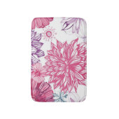 ピンクの星状体およびダリアが付いているパターン バスマット (正面縦)