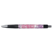 ピンクの星状体およびダリアが付いているパターン ボールペン (正面)