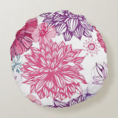 ピンクの星状体およびダリアが付いているパターン ラウンドクッション (裏面)