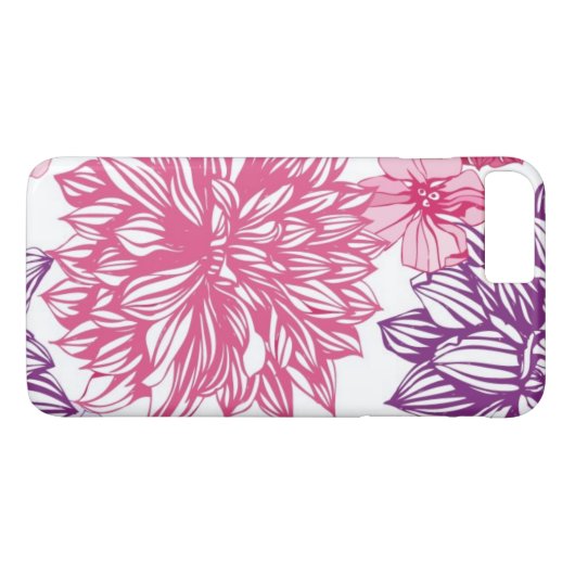 ピンクの星状体およびダリアが付いているパターン Case-Mate iPhoneケース (裏面(横))