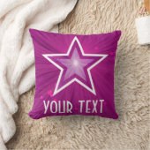 ピンクの星「あなたのテキスト」装飾用クッションの正方形 クッション (ブランケット)