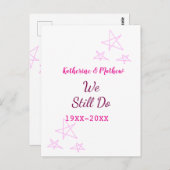 ピンクの星 誓いの更新 結婚記念日 現代 ポストカード (正面/裏面)