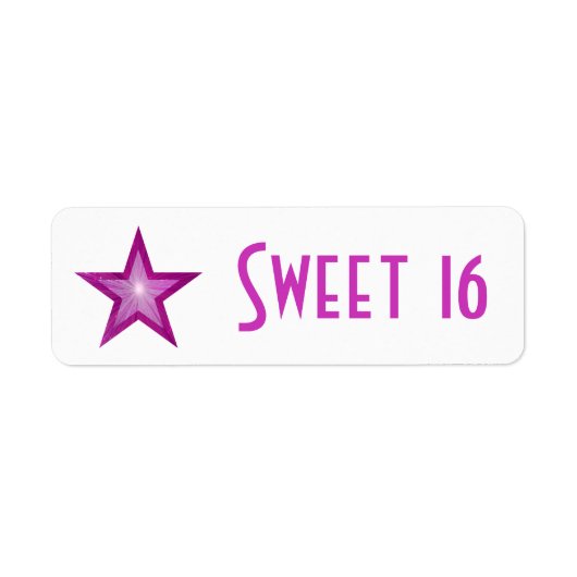ピンクの星「Sweet 16」のラベル小さな白 ラベル (正面)