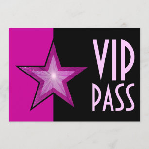 ピンクの星「VIPパス」のピンクの黒 招待状