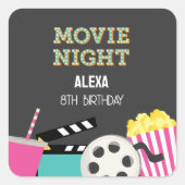 ピンクの映画の夜 スクエアシール (正面)