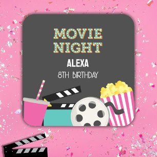 ピンクの映画の夜 スクエアシール