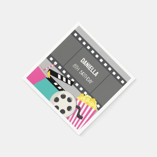 ピンクの映画の夜 スタンダードカクテルナプキン (角)