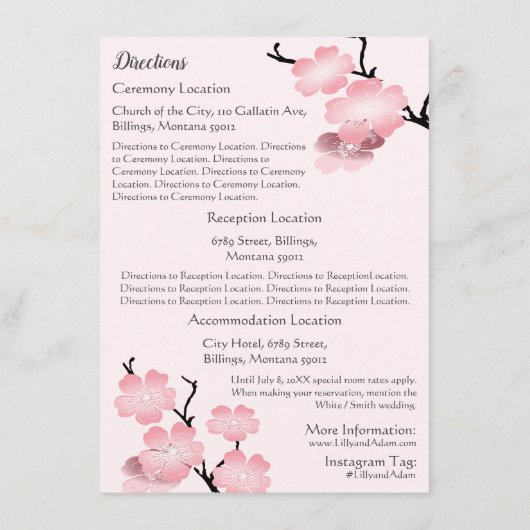 ピンクの春が蝶々と咲く エンクロージャーカード (裏面)