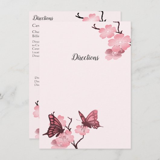 ピンクの春が蝶々と咲く エンクロージャーカード (正面/裏面)