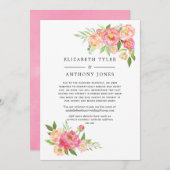 ピンクの春のウェディング フラワーレデュース ゲストリスト 案内状 (正面/裏面)