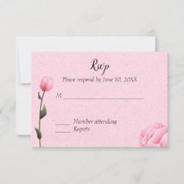 ピンクの春のバラの花の結婚式招待状 RSVP