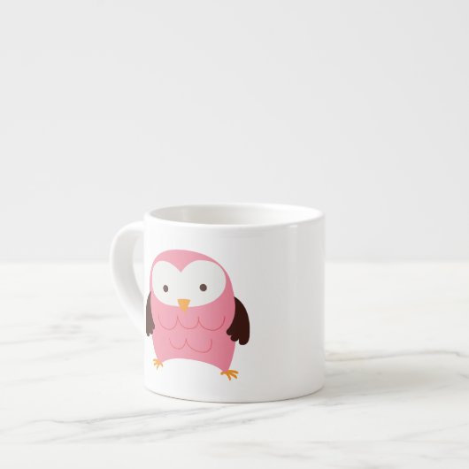 ピンクの春のフクロウ エスプレッソカップ (正面左)