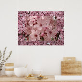 ピンクの春の木の花のプリント ブルームアート ポスター (キッチン)