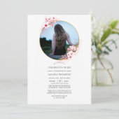 ピンクの春の桜のお祝い 生涯の喜び 招待状 (スタンド正面)