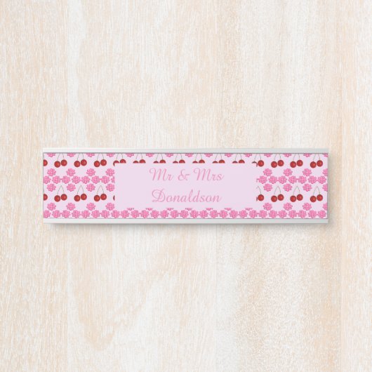 ピンクの春の結婚式 桜とチェリー サインプレート (正面)