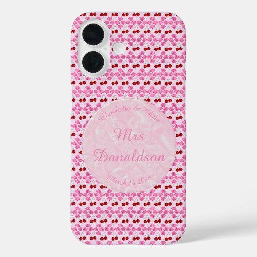 ピンクの春の結婚式 桜とチェリー Case-Mate iPhoneケース (裏面)