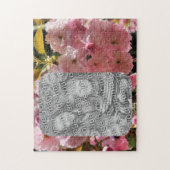 ピンクの春の花あなたの写真を花開く ジグソーパズル (縦)