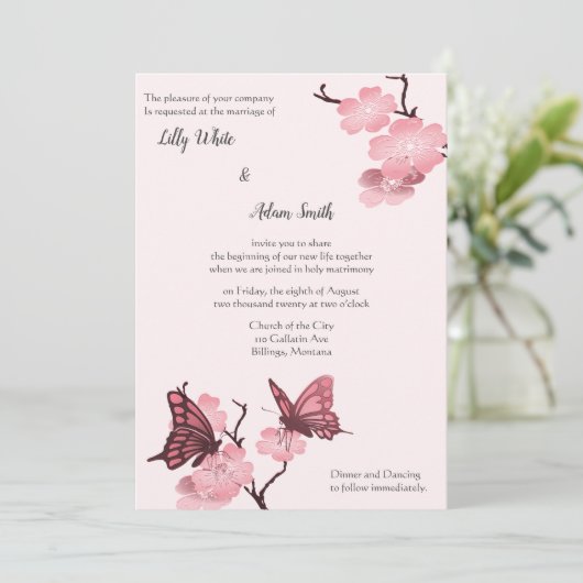 ピンクの春の花と蝶 (スタンド正面)