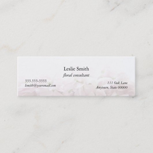 ピンクの春の花のしおりの名刺 スキニー名刺 (正面)