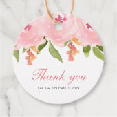 ピンクの春の花のウェディングギフトタグ フェイバータグ (正面)