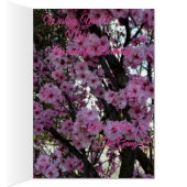ピンクの春の花の木、誕生日カード (内側 (右))