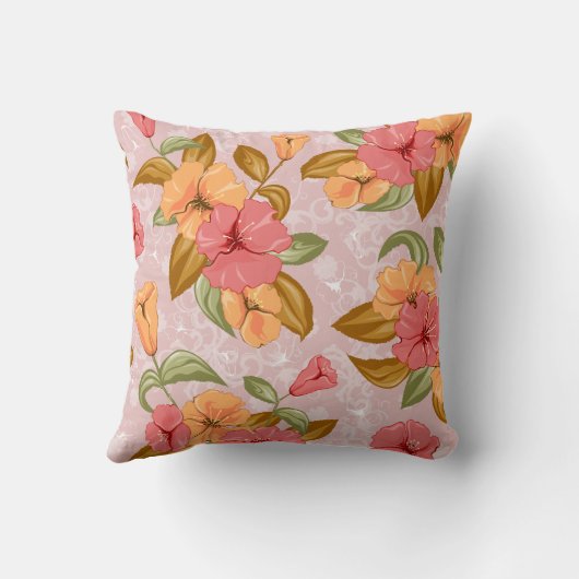 ピンクの春の花の結婚式の想い出の品 クッション (裏面)