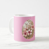 ピンクの春の花イースターエッグ おしゃれ コーヒーマグカップ (正面左)