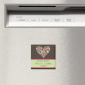 ピンクの春の花ハート日付磁石を保存 マグネット (インサイチュ (食洗機))