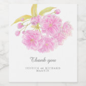 ピンクの春の花結婚のアー感謝していトの好み ワインラベル (シングルラベル)