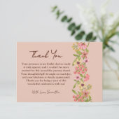 ピンクの春の花 ブライダルシャワー ボタニカル プレtty サンキューカード (スタンド正面)