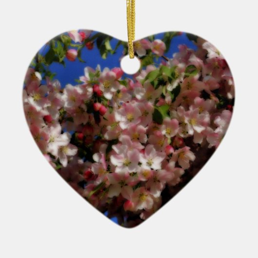 ピンクの春はオーナメント花の活気付きます セラミックオーナメント (正面)