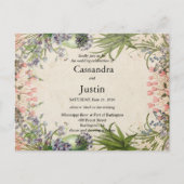 ピンクの春フローラ結婚式の招待 ポストカード (正面)