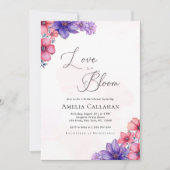 ピンクの春ブロッサムラブは開花ブライダルシャワー 招待状 (正面)