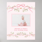 ピンクの春咲く最初の誕生日の写真へようこそ ポスター (正面)