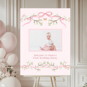 ピンクの春咲く最初の誕生日の写真へようこそ ポスター