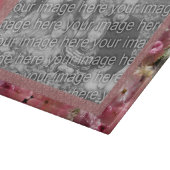 ピンクの春縁どがあなたの写真を カッティングボード (角)