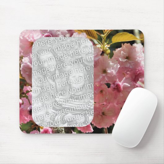 ピンクの春花咲きフローラフォトフレーム マウスパッド (マウス)