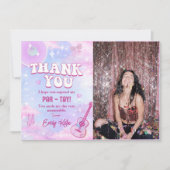 ピンクの時代の誕生日パーティー サンキューカード (正面)