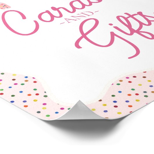 ピンクの曇り動物のクッキーふりかけカード&ギフト ポスター (角)