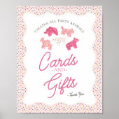 ピンクの曇り動物のクッキーふりかけカード&ギフト ポスター (正面)