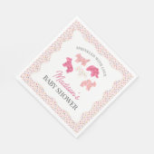 ピンクの曇り動物のクッキー赤ちゃんシャワー スタンダードランチョンナプキン (角)