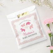 ピンクの曇り動物のクッキー赤ちゃんシャワー フェイバーバッグ (封をした状態)