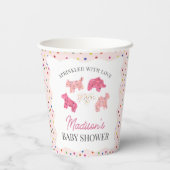ピンクの曇り動物のクッキー赤ちゃんシャワー 紙コップ (裏面)