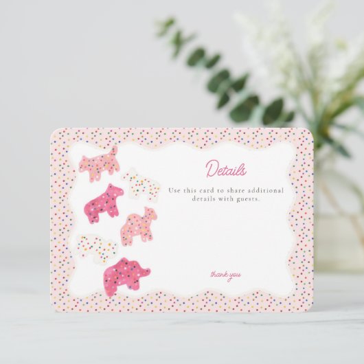 ピンクの曇り動物のCookie詳細の挿入 エンクロージャーカード (スタンド正面)