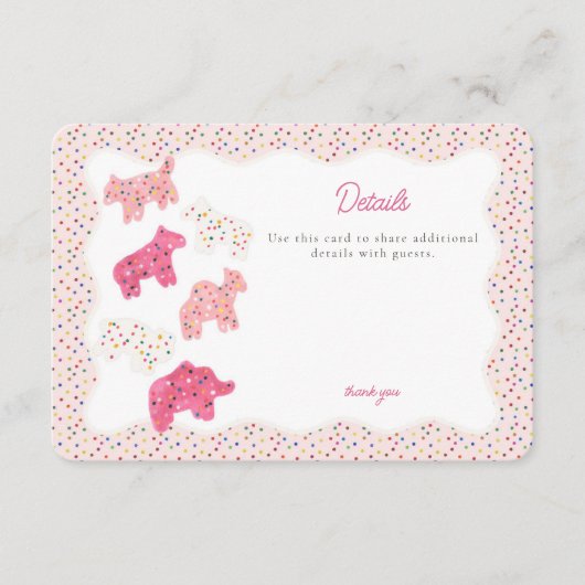 ピンクの曇り動物のCookie詳細の挿入 エンクロージャーカード (正面)