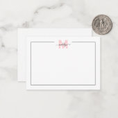 ピンクの書名モノグラガーリーム ノートカード (正面/裏面インサイチュ)