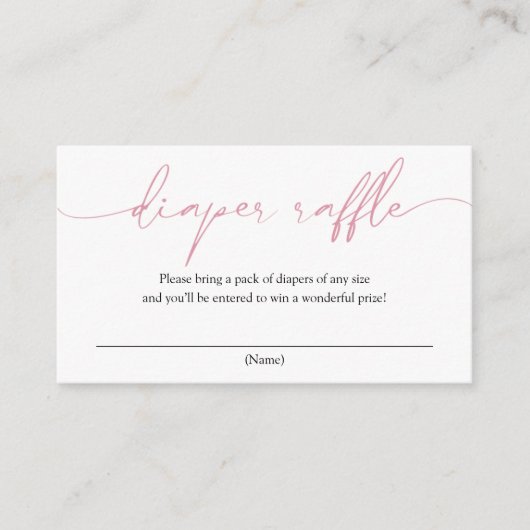 ピンクの書道おむつラッフルエンクロージャカード エンクロージャーカード (正面)