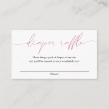 ピンクの書道おむつラッフルエンクロージャカード