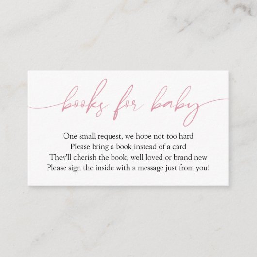 ピンクの書道のベビー依頼 エンクロージャーカード (正面)